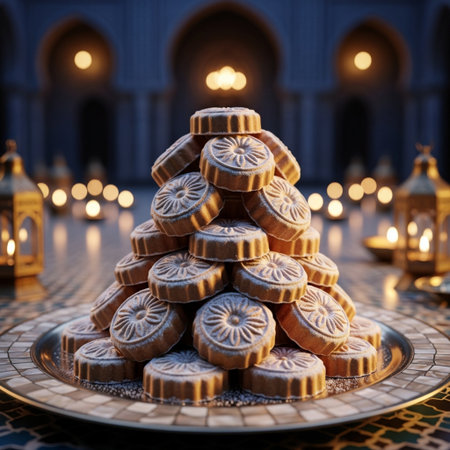 Christmas tree made of gingerbread cookies. Christmas and New Year concept.の素材