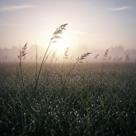 Morning dew on the grass in the meadow, nature seriesの素材