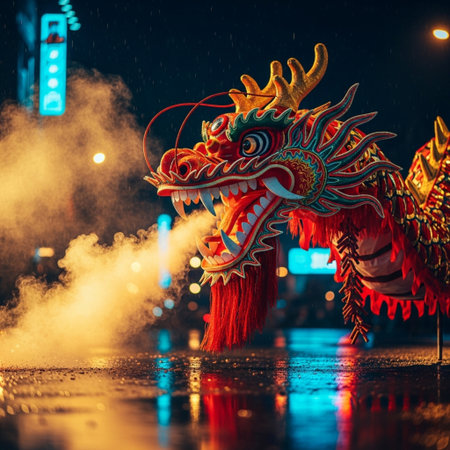 Chinese dragon statue in the Chinese New Year festival, china.の素材