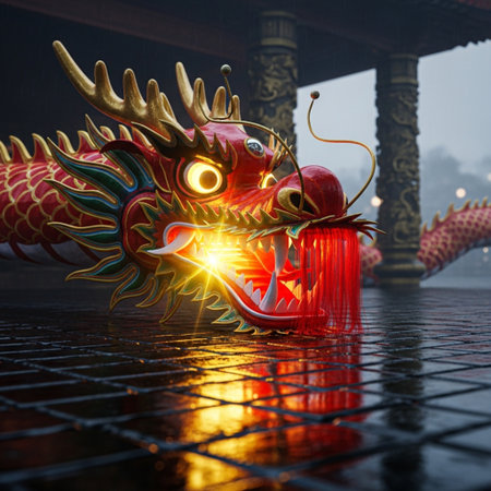 Chinese dragon in the temple,3d rendering. Computer digital drawing.の素材