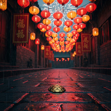Chinese lanterns in the ancient town of Pingyao, Chinaの素材