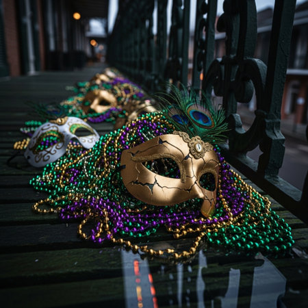 Traditional Venetian carnival masks on a bridge in Venice, Italyの素材
