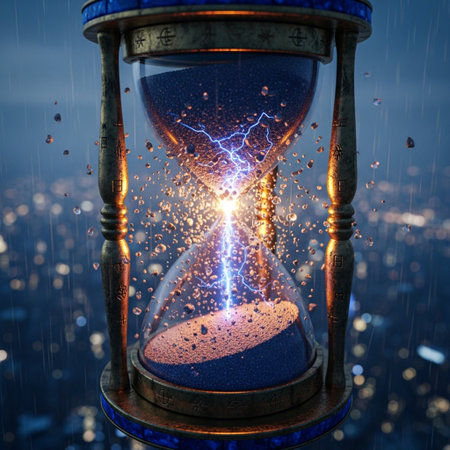 Hourglass and falling sand. Time concept. 3D Renderingの素材