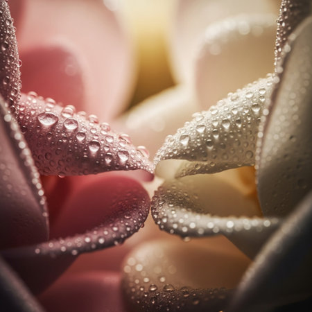 close up of beautiful pink and white rose petals with water dropsの素材