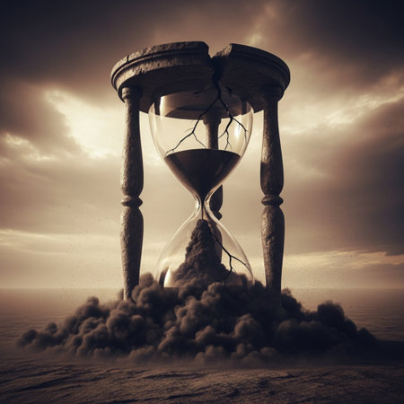 Time concept with sandglass and clouds in the sky. 3d renderingの素材