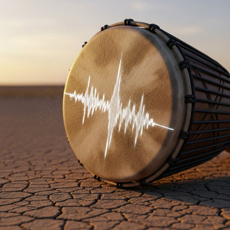 Drum on the ground in the desert. 3d rendering.の素材