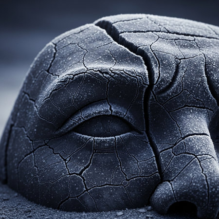 Close up of the head of a stone in the sea. Selective focus. Toned.の素材