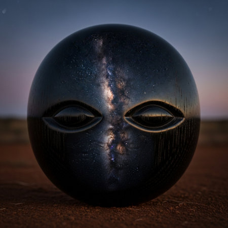 Mysterious black alien planet in the desert. 3d illustrationの素材