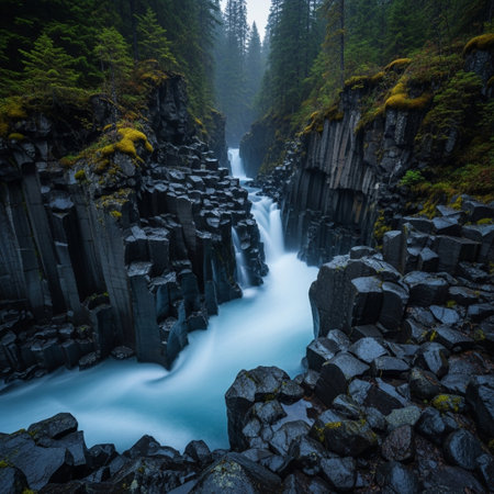 Waterfall in the mountains of Kootenay National Park, Canadaの素材