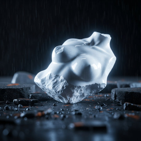 Melting ice cube on black background. Melting ice cubes.の素材