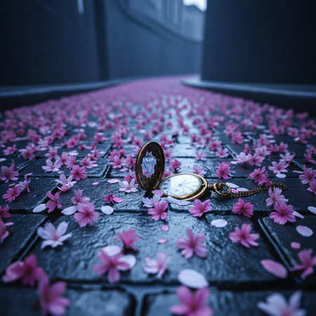 Prunus cerasoides or sakura flowers and gold watchの素材