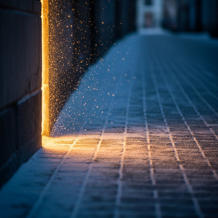 The light from the lantern on the street in the city at nightの素材