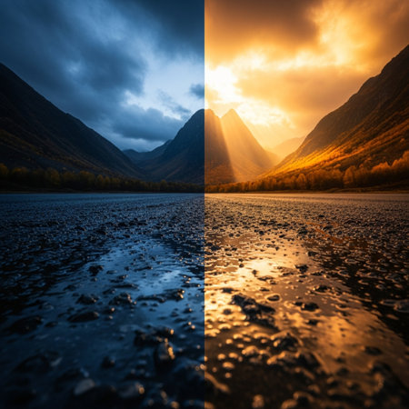 Collage of two images of the landscape of Scotland, United Kingdom.の素材