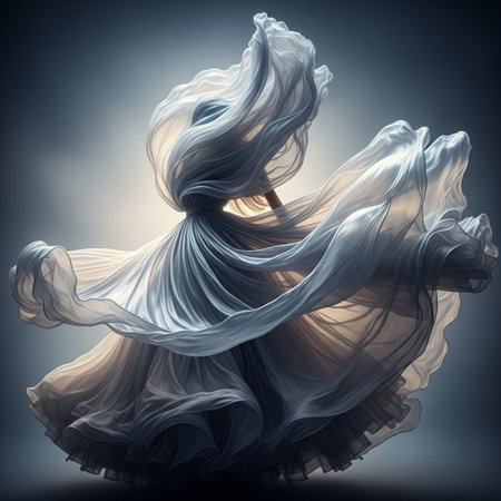 Beautiful woman in a white dress on a dark background. 3d renderingの素材