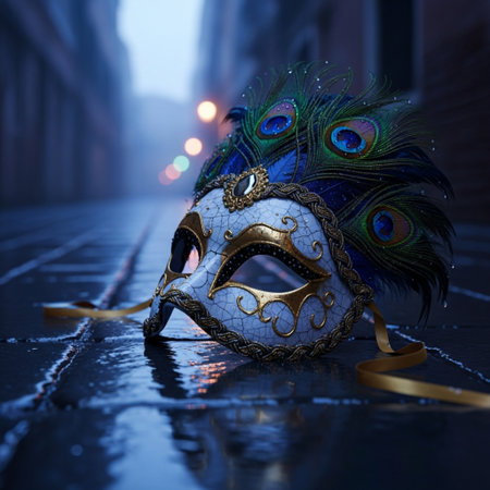 Traditional Venetian carnival mask on the street in Venice, Italyの素材