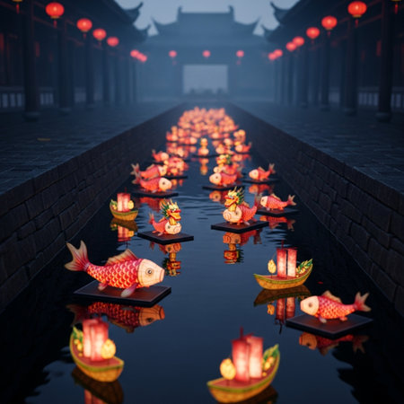 Chinese lanterns in the ancient city of Xian, China.の素材