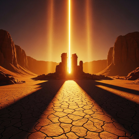 sunset in the desert of Egypt, 3d render and illustrationの素材