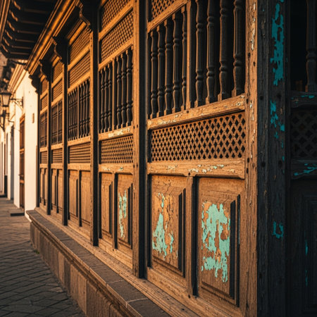 Old wooden door in the old town of Hanoi, Vietnamの素材