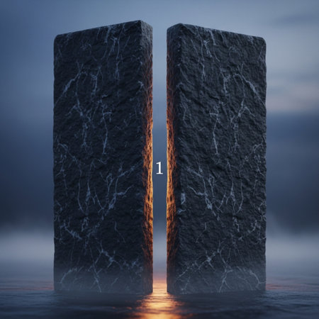 Conceptual 3D illustration of a stone with light coming throughの素材