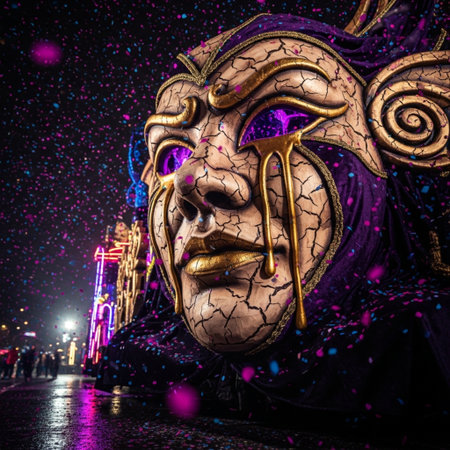 Venetian carnival mask at night, Venice, Italy.の素材