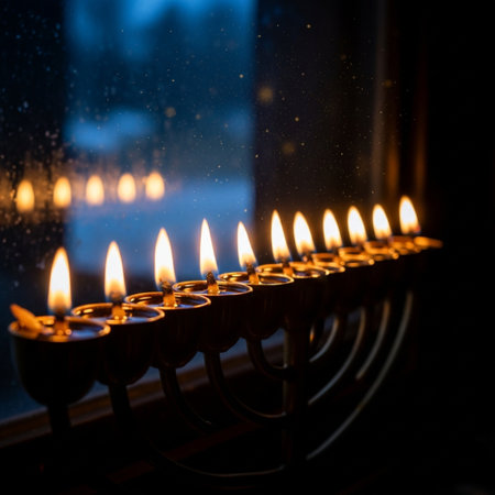 A still life composed of elements of the Jewish Chanukah/Hanukkah festival.の素材