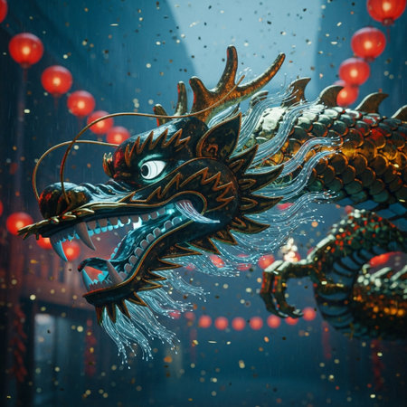 Chinese dragon in the Chinese New Year of the Dragon festival, Chinaの素材
