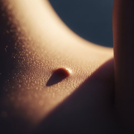 Close-up of a woman's breast. Selective focus.の素材