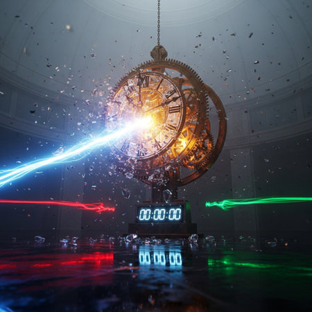 Concept of time with clock and lightnings. 3d renderingの素材
