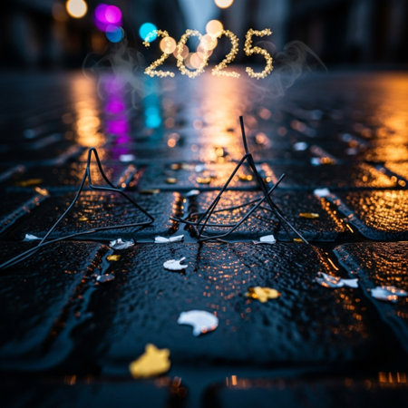 Happy New Year 2026. Numbers on the background of the city.の素材