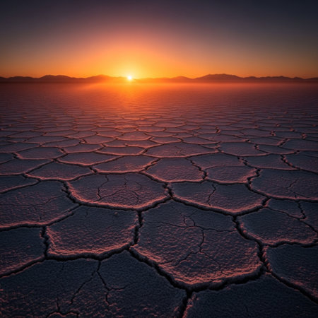 Sunset over the salar de Uyuni Salt Flats, Boliviaの素材