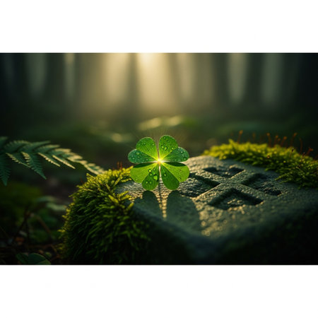 Saint Patrick's Day background with green clover leaves and copy spaceの素材