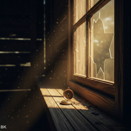 A golden coin on a wooden window sill in the sunlight. 3d renderingの素材