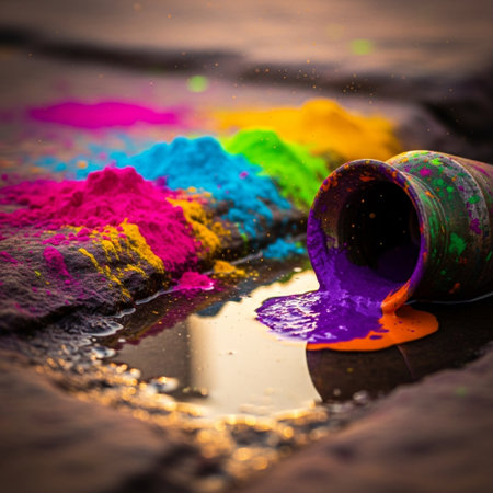 Colorful holi powder for Holi festival of colors, Indiaの素材