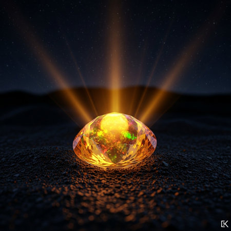 Gemstone on the ground. 3D rendering. Computer digital drawing.の素材