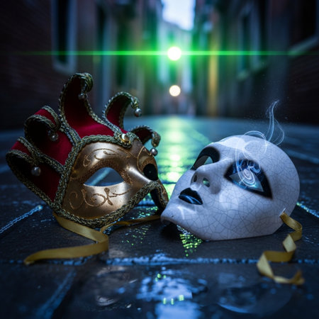 Carnival mask and mask on the street in Venice, Italyの素材