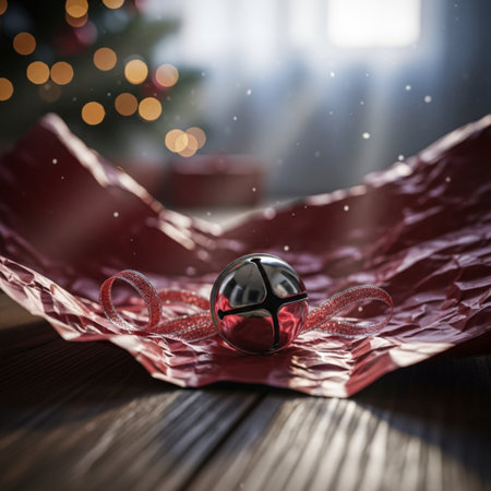 Christmas decoration on the wooden background with bokeh lights and snowの素材