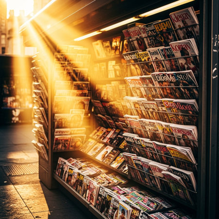 Close-up of a newspaper on sale in Manhattan.の素材