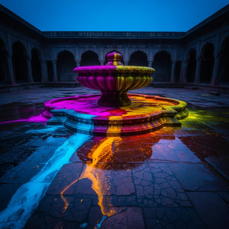 Fountain in the courtyard of Humayun's Tomb, Delhi, Indiaの素材