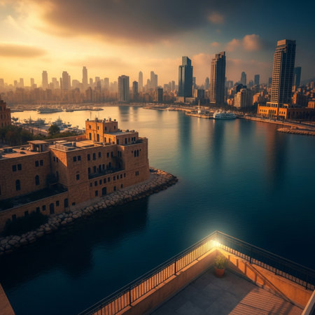 Dubai skyline at sunset, United Arab Emirates (UAE)の素材