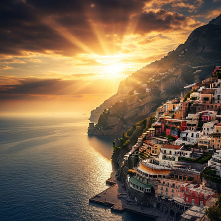 Manarola in Cinque Terre at sunset, Italyの素材
