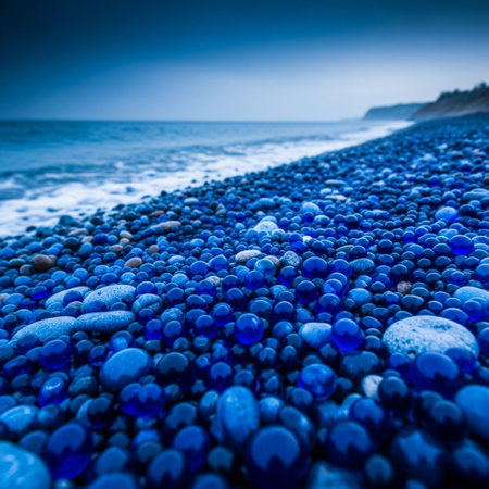 Blue pebbles on the coast of the Baltic Sea in Polandの素材