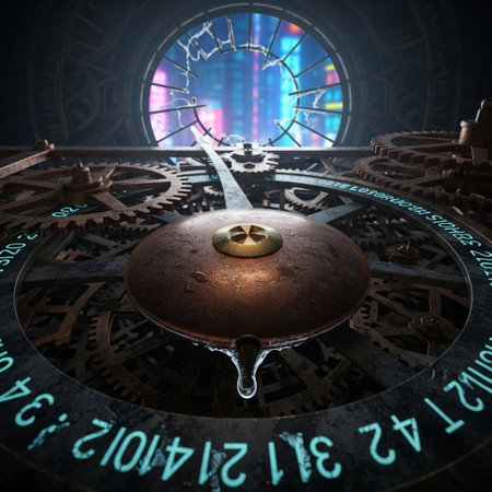 Time concept with clock face and gear wheel. 3D Renderingの素材