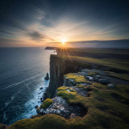 Sunset at Cliffs of Moher in County Clare, Irelandの素材