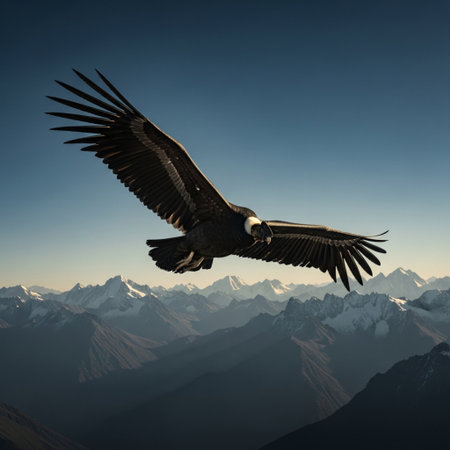 Griffon vulture flying in the mountains. 3d renderの素材