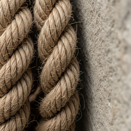 close up of a rope on the wall, shallow depth of fieldの素材