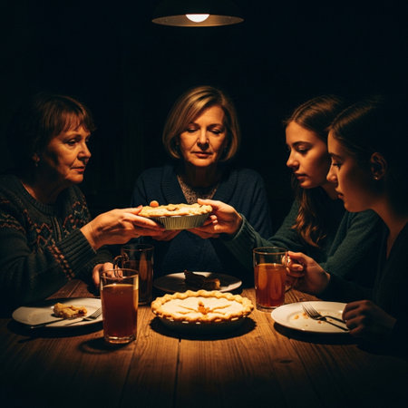 Three women sitting at a table in a restaurant, eating pizza.の素材