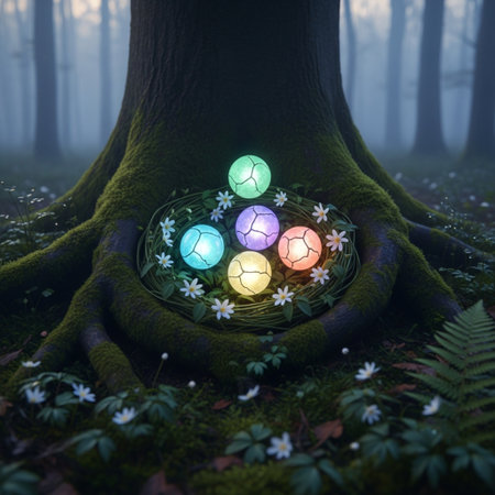 Candles in a nest in the forest. 3d rendering.の素材