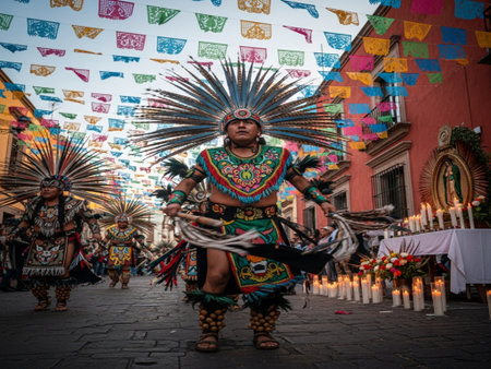 Unidentified participant on a carnival of the Day of the Dead in Oaxaca, Mexico. The Day of the Dead is one of the most popular holidays in Mexicoの素材