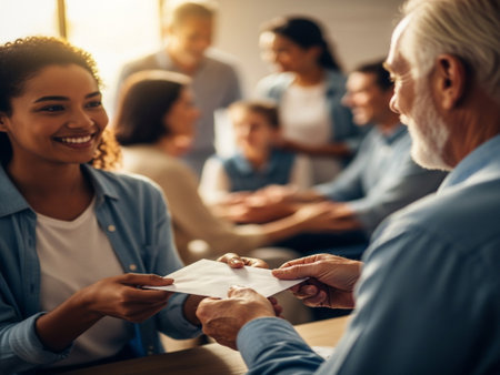 business, people and teamwork concept - happy creative team with papers in officeの素材