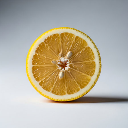 Half of lemon on a white background. Citrus fruit. Close-up.の素材